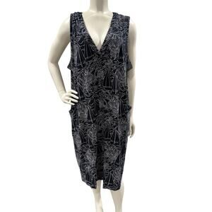 J.Jill ~ 2XL ~ Nautical Navy Pretty Sleeveless V-Neck Knit Comfy Dress